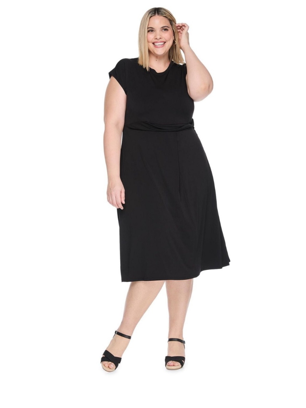 NWT Lane Bryant Dashka Black Jersey Midi Dress Tie Waist Plus Size 1X